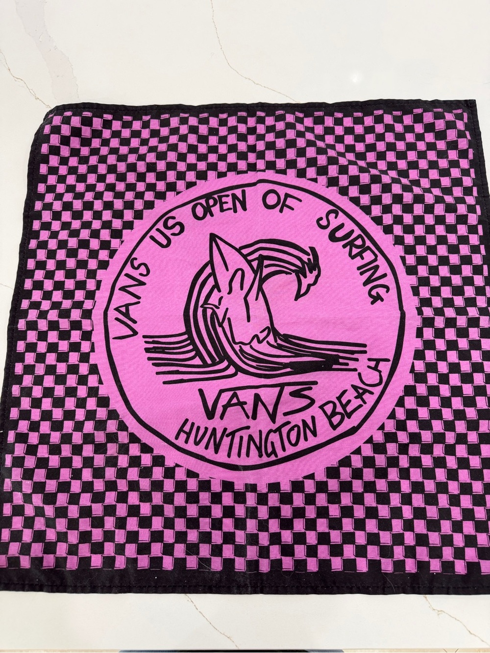 Vans Pink and Black Checkerboard Surf Graphic Bandana